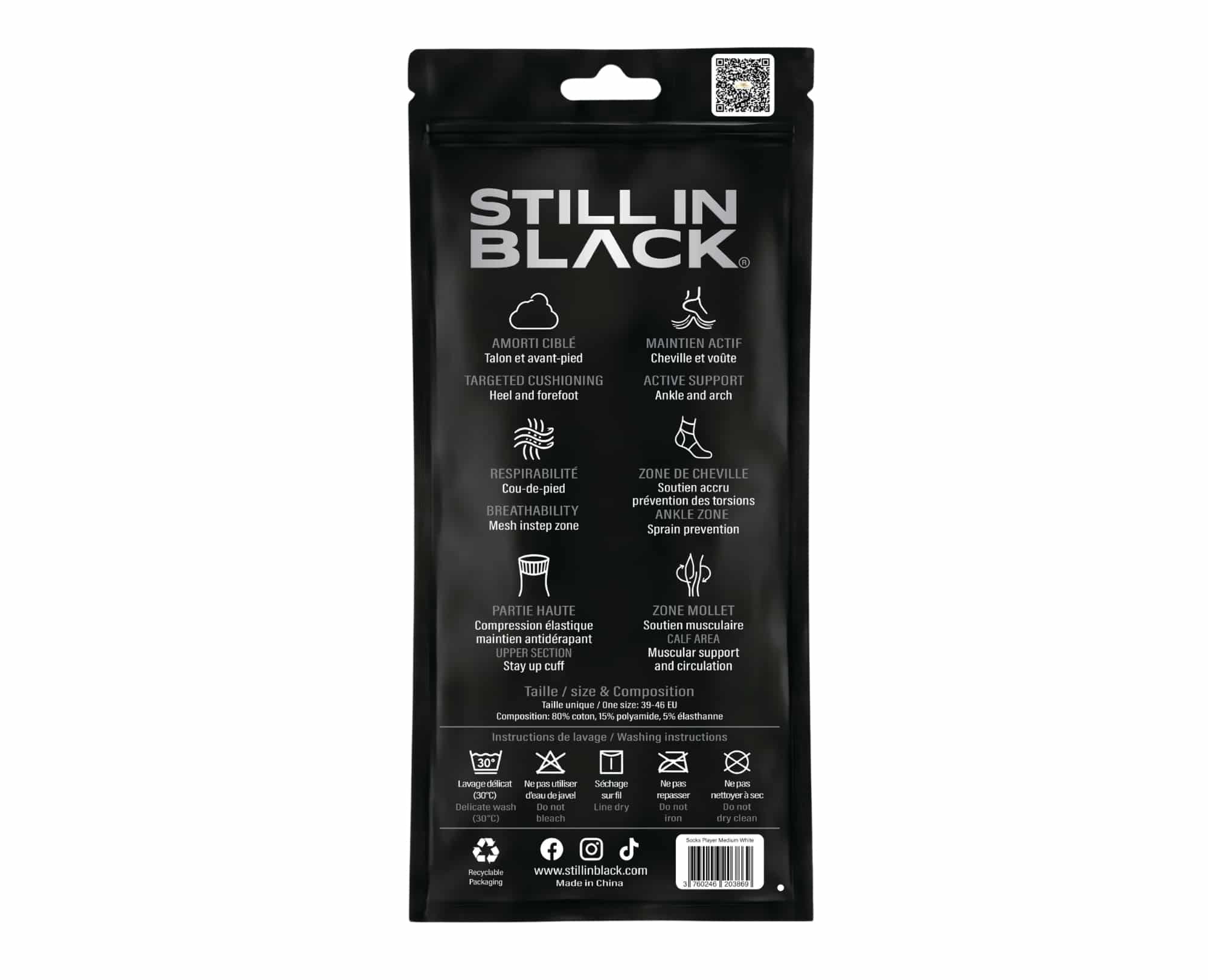 Chaussettes Player medium blanches – Image 2